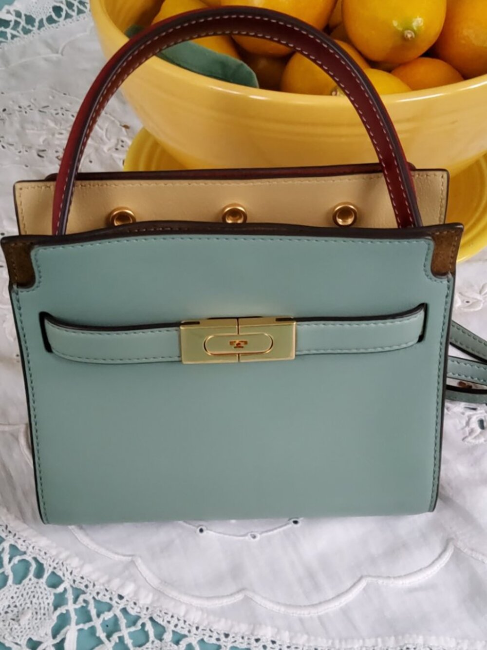 Tory Burch Lee Radziwill Petite Double Bag in Rivulet Like New